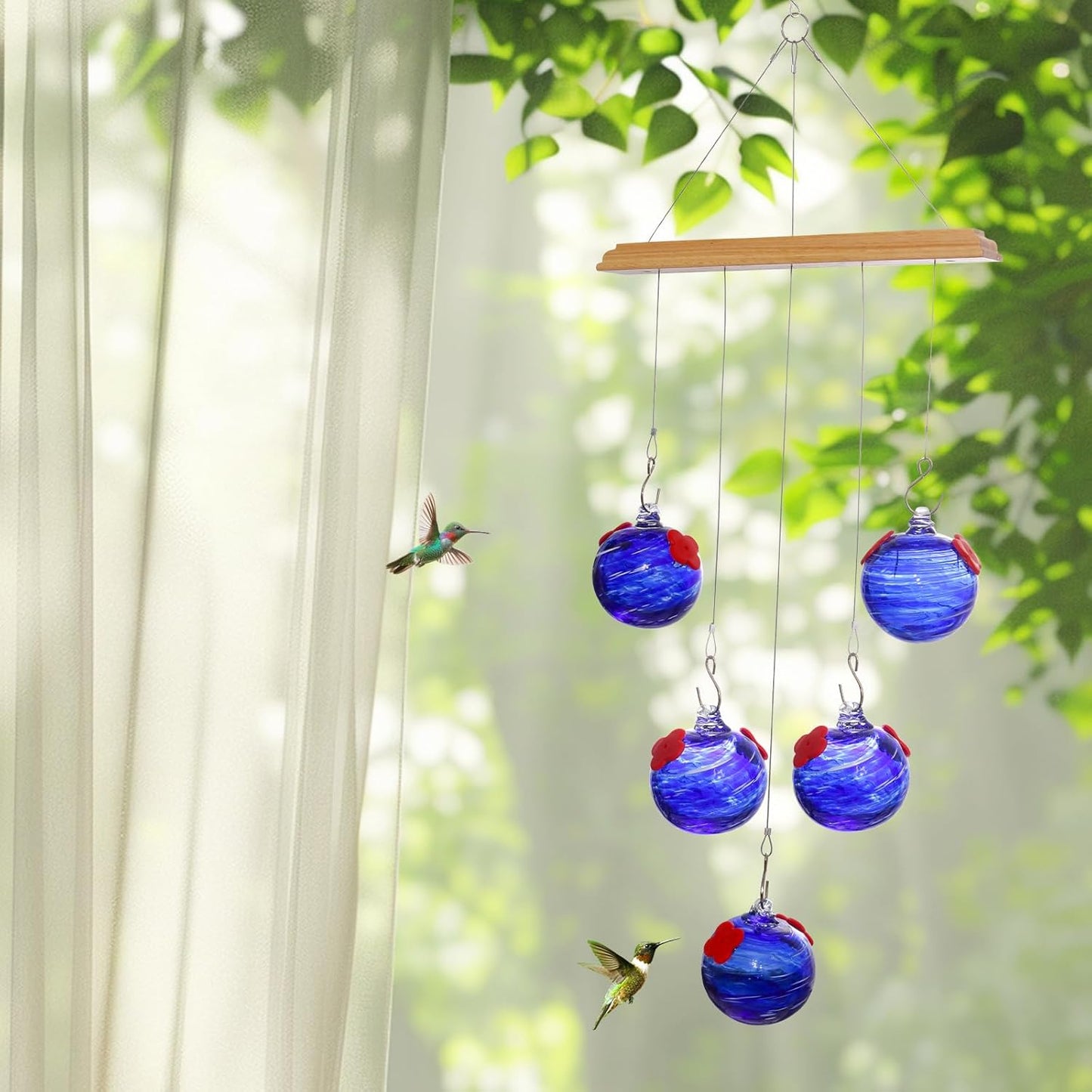 Hummingbirds Attractor Glass Feeders Leakproof Base for Nature Enthusi