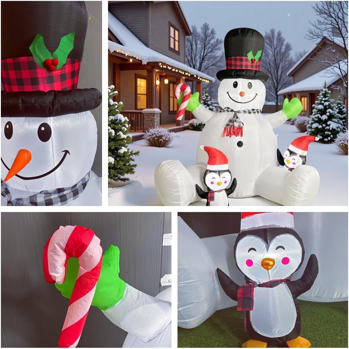 7 FT Inflatable Christma Decorations, Inflatable Snowman with Penguins, Christmas Blow Ups Yard Decorations with Colorful LED Lights, Christmas Inflatables for Garden Lawn Xmas Holiday