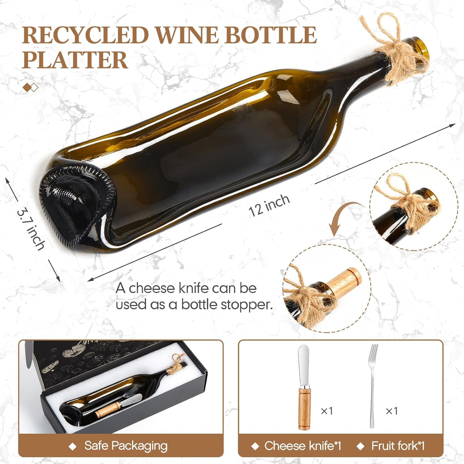 Bokon Melted Wine Bottle Serving Board Decorative Cheese Tray Charcute