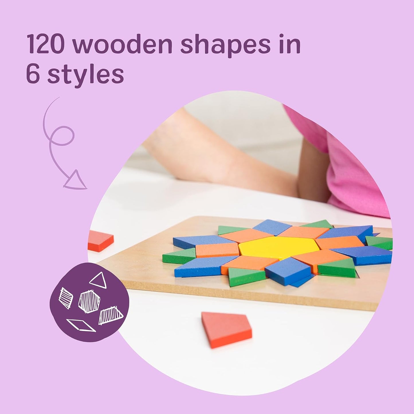 Melissa & Doug Pattern Blocks and Boards with 120 Multi-Colored Wooden