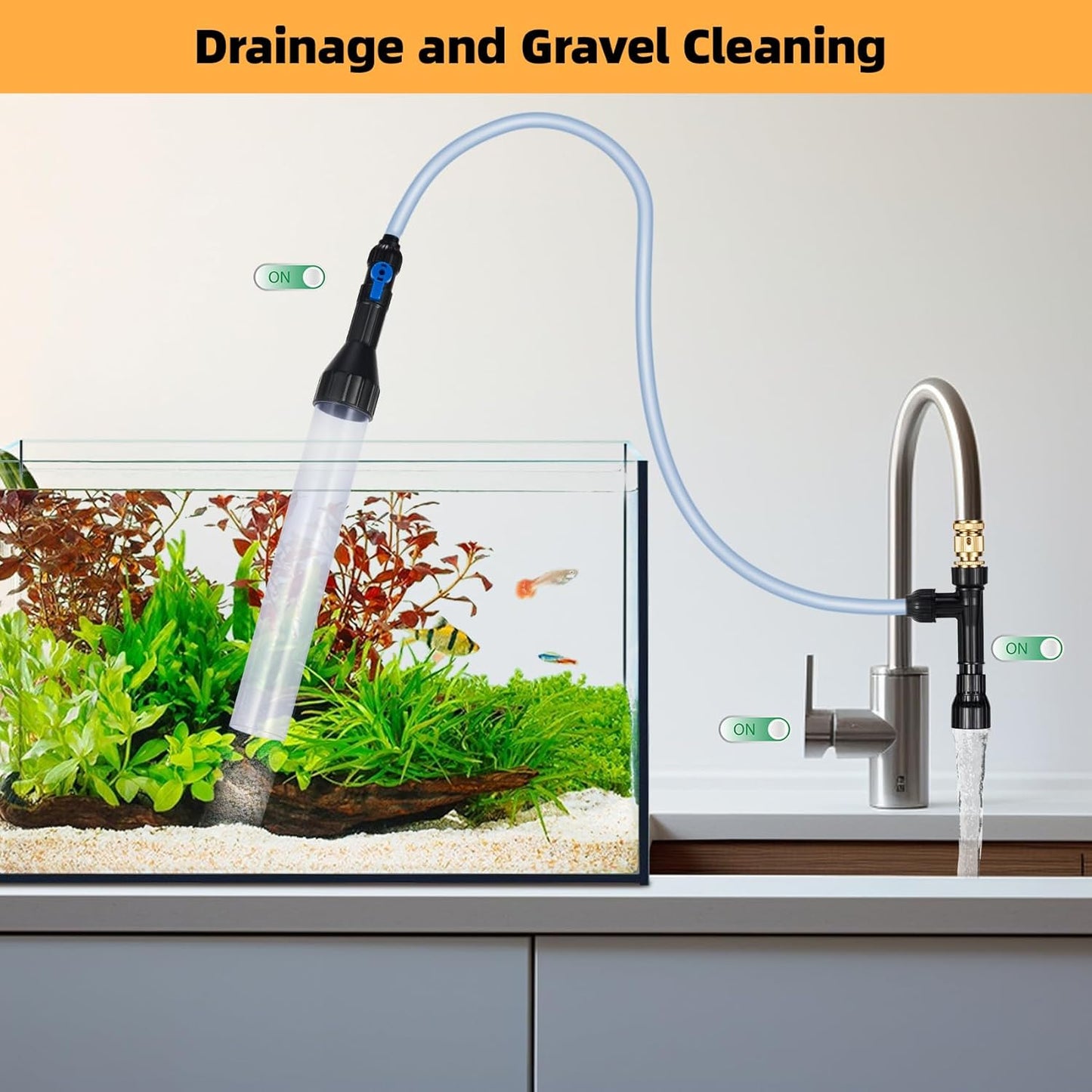 DXOPHIEX Gravel Vacuum for Aquarium Fish Tank Siphon Aquarium Water Ch