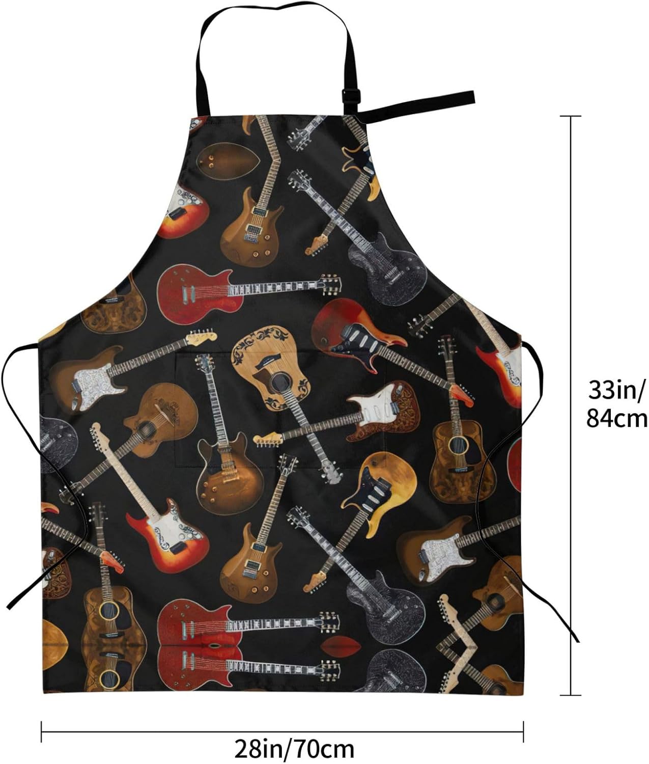 Guitars print Waterproof apron with pocket adjustable cooking apron for adult kitchen bibs to bake