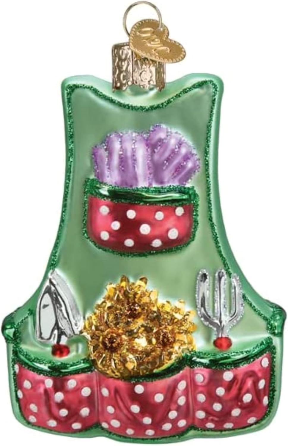 Old World Christmas Gardening Apron Glass Blown Ornament for Christmas