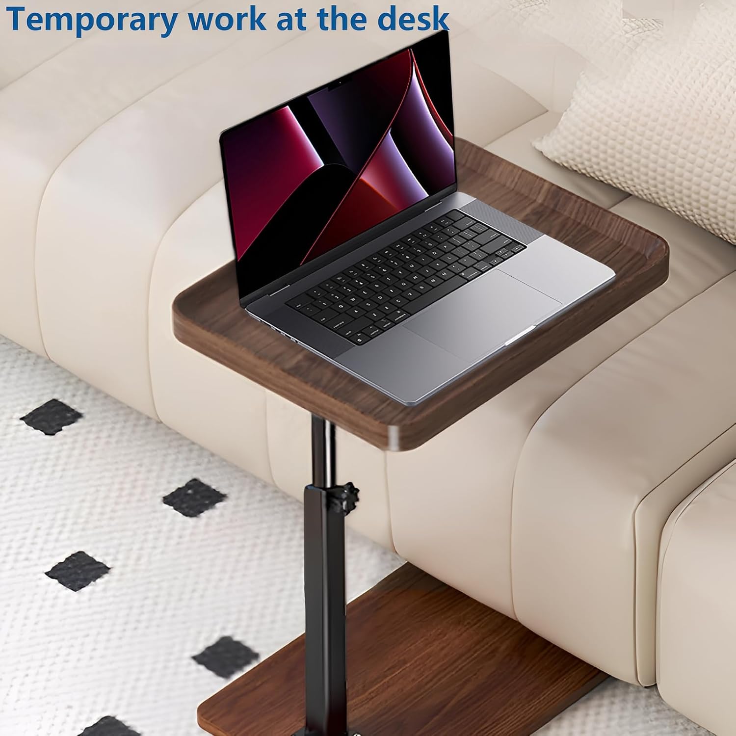 C Table End Table Adjustable Height, 360°Swivel TV Tray Table for Smal