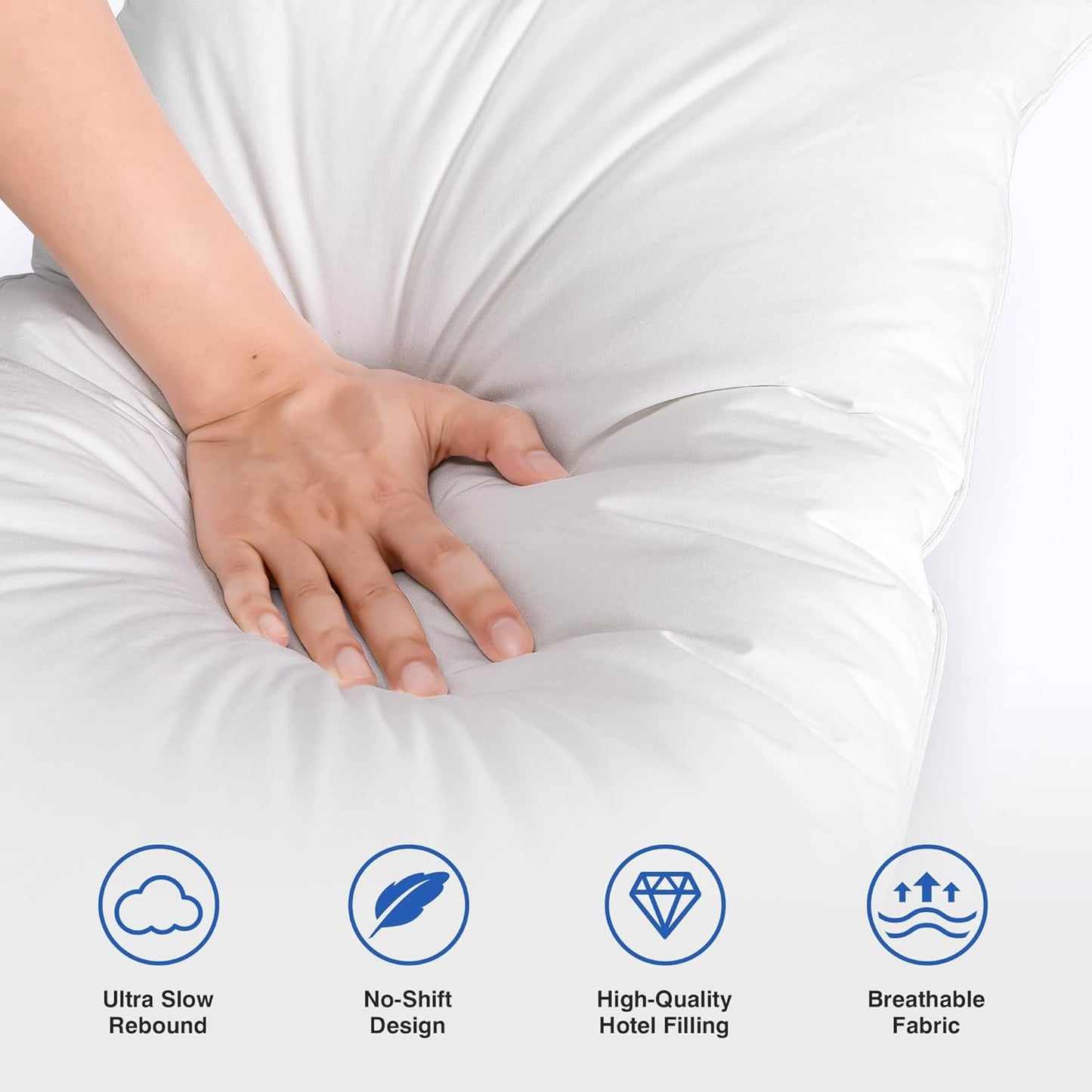 Feather Pillows Queen Size Set of 2 - Goose Down Hotel Bed Pillow for 
