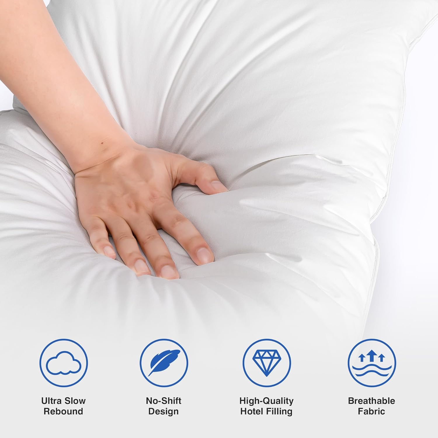 Feather Pillows Queen Size Set of 2 - Goose Down Hotel Bed Pillow for 