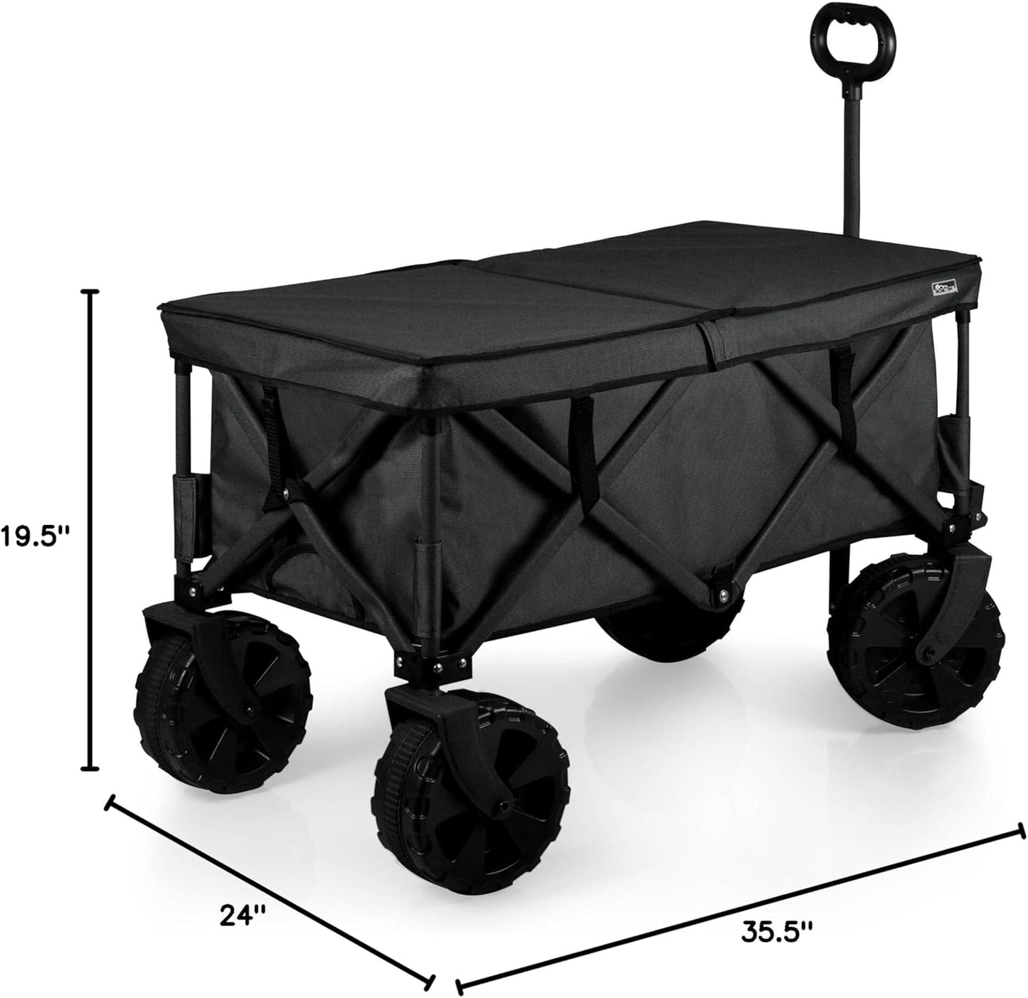 PICNIC TIME Adventure Wagon Elite All-Terrain Folding Sport Utility Cart with Wheels, Steel Frame Collapsible Wagon for Grocery, Rolling Cart for Beach with Fitted Cover and Carry Handle, (Dark Gray)
