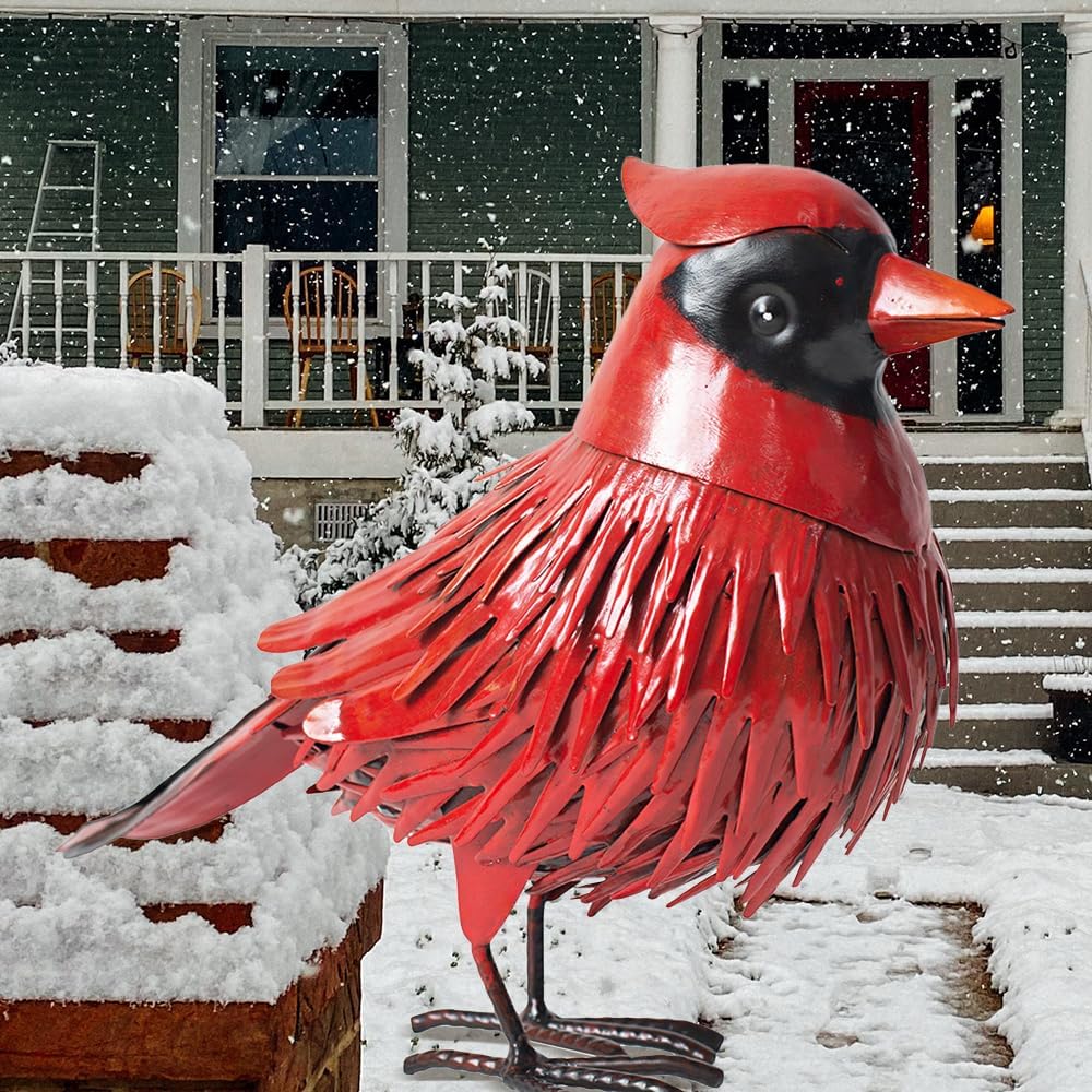 Natelf Cardinal Statue Metal Bird Yard Art, Garden Sculptures & Statues Large Red Birds Outdoor Decor, Gifts for Christmas/Mom/Grandma/Wife/Daughter/Sister/Aunt