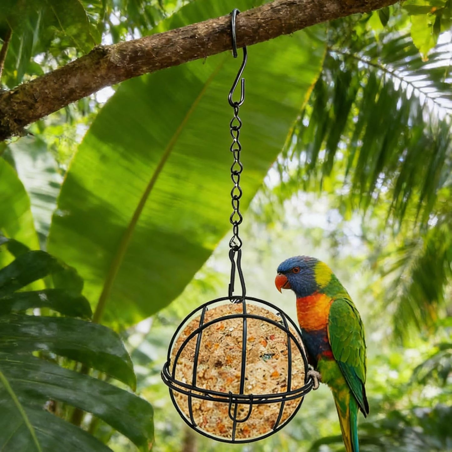 Bird Feeders for Outdoors | Metal Ball Shape Ornament,Wild Bird Feeder Stations with Chain,for Backyard Patio Lawn Window Balcony Deck
