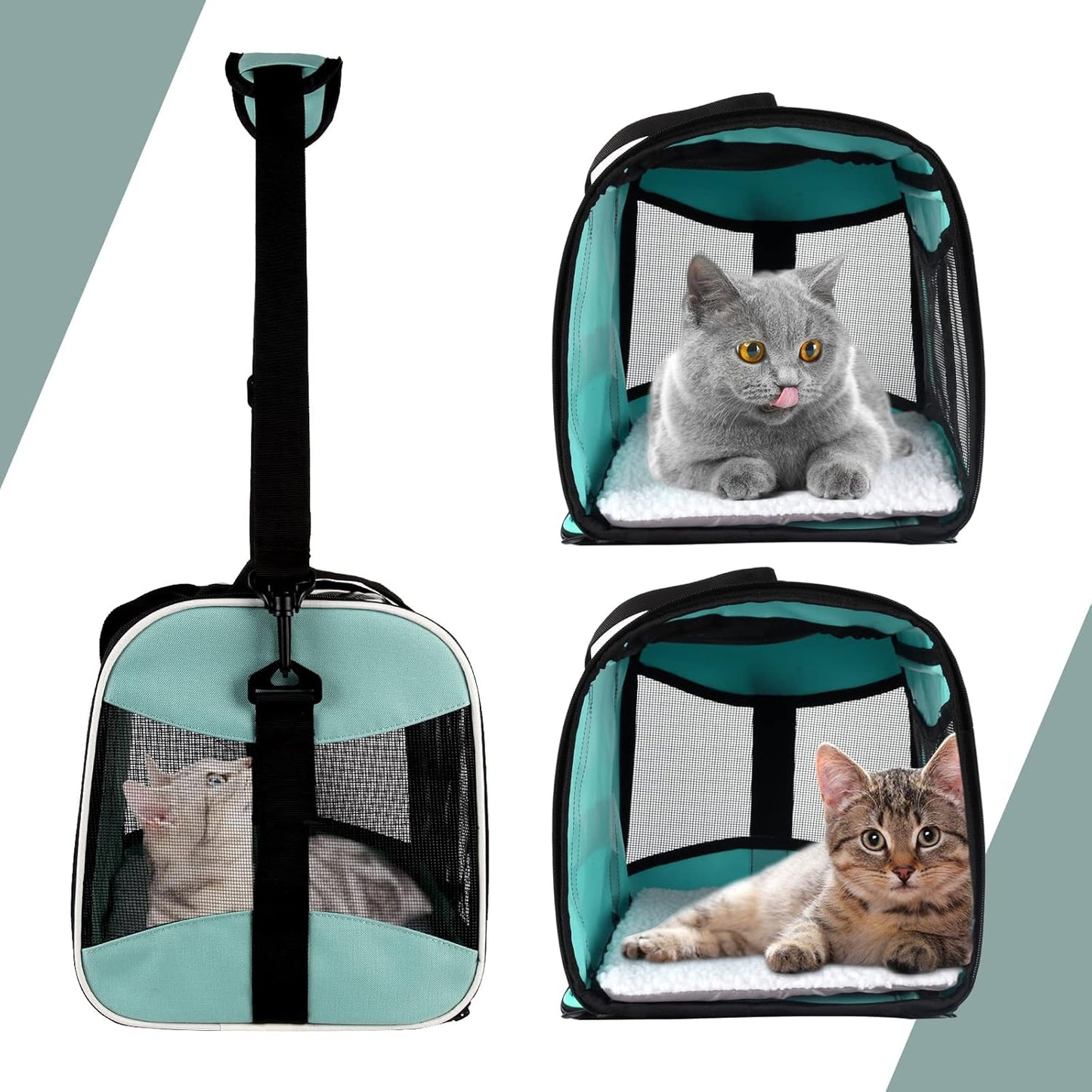 Cat Carrying Case Pet Dog Carrier Soft-Sided Cat Bag Airline Approved,