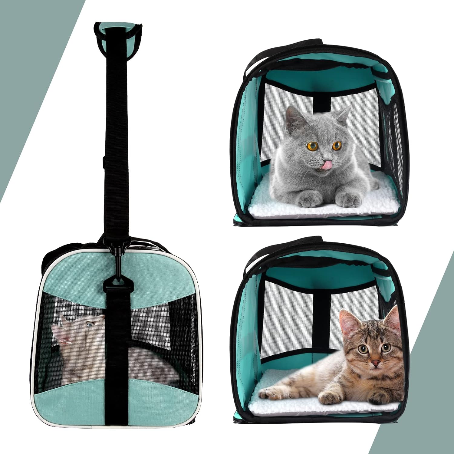 Cat Carrying Case Pet Dog Carrier Soft-Sided Cat Bag Airline Approved,