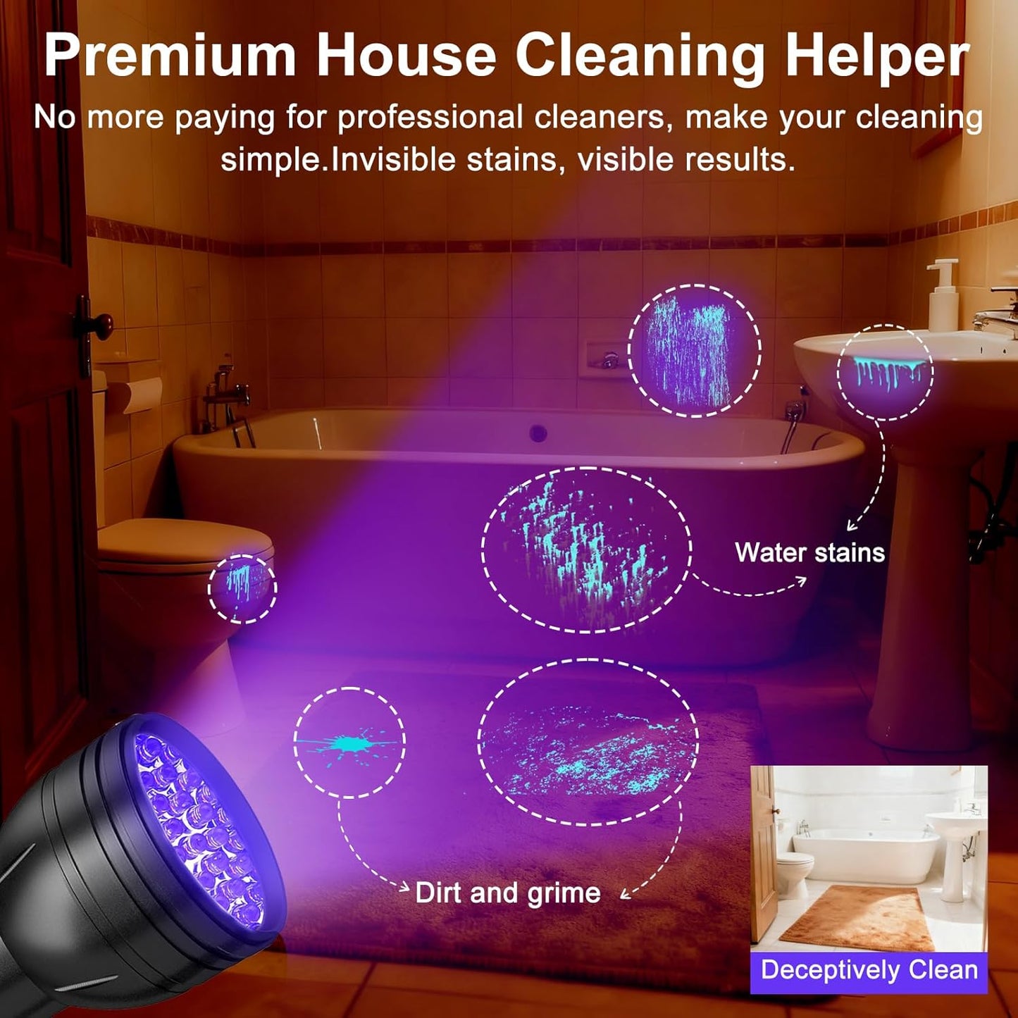 Vansky UV Flashlight Black Light, 51 LED Blacklight Pet Urine Detector