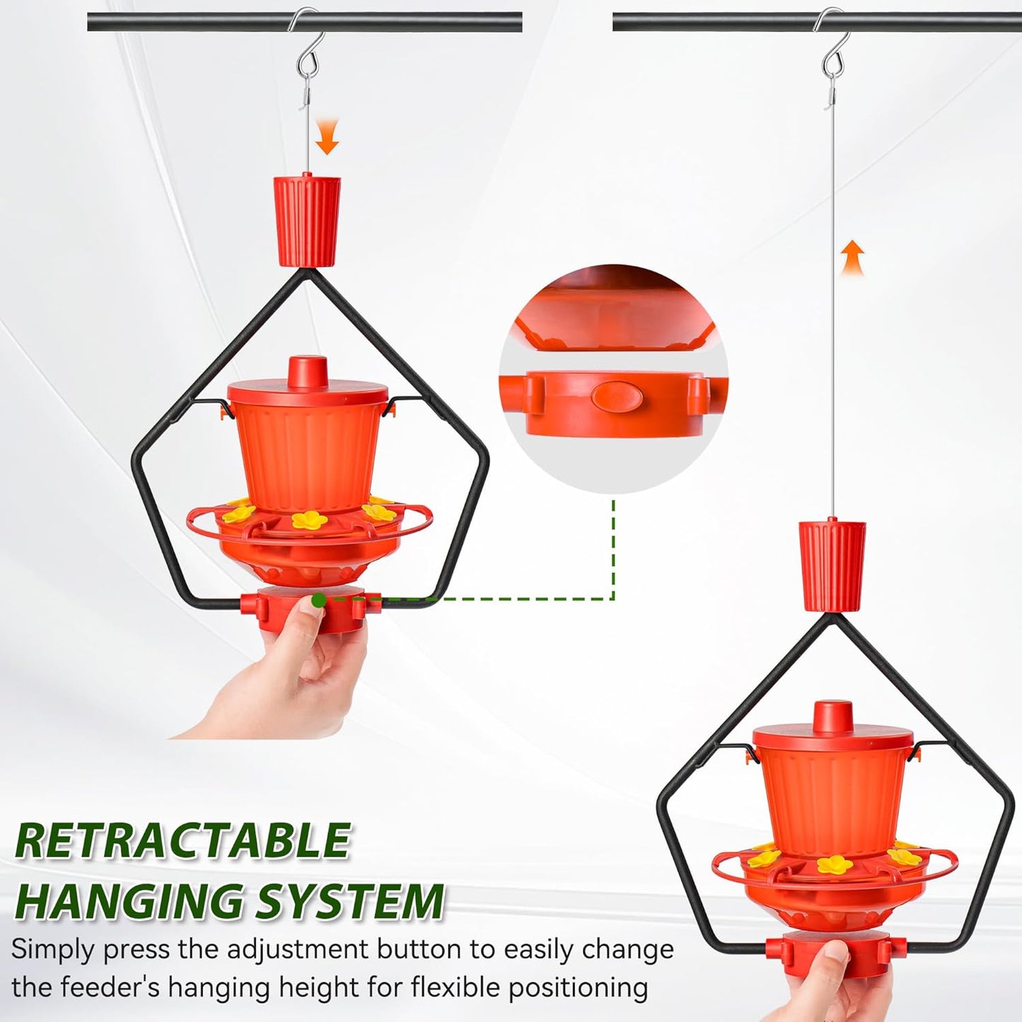 Retractable Hummingbird Feeder – 6 Feeding Ports, Leak-Proof, Ant & Be