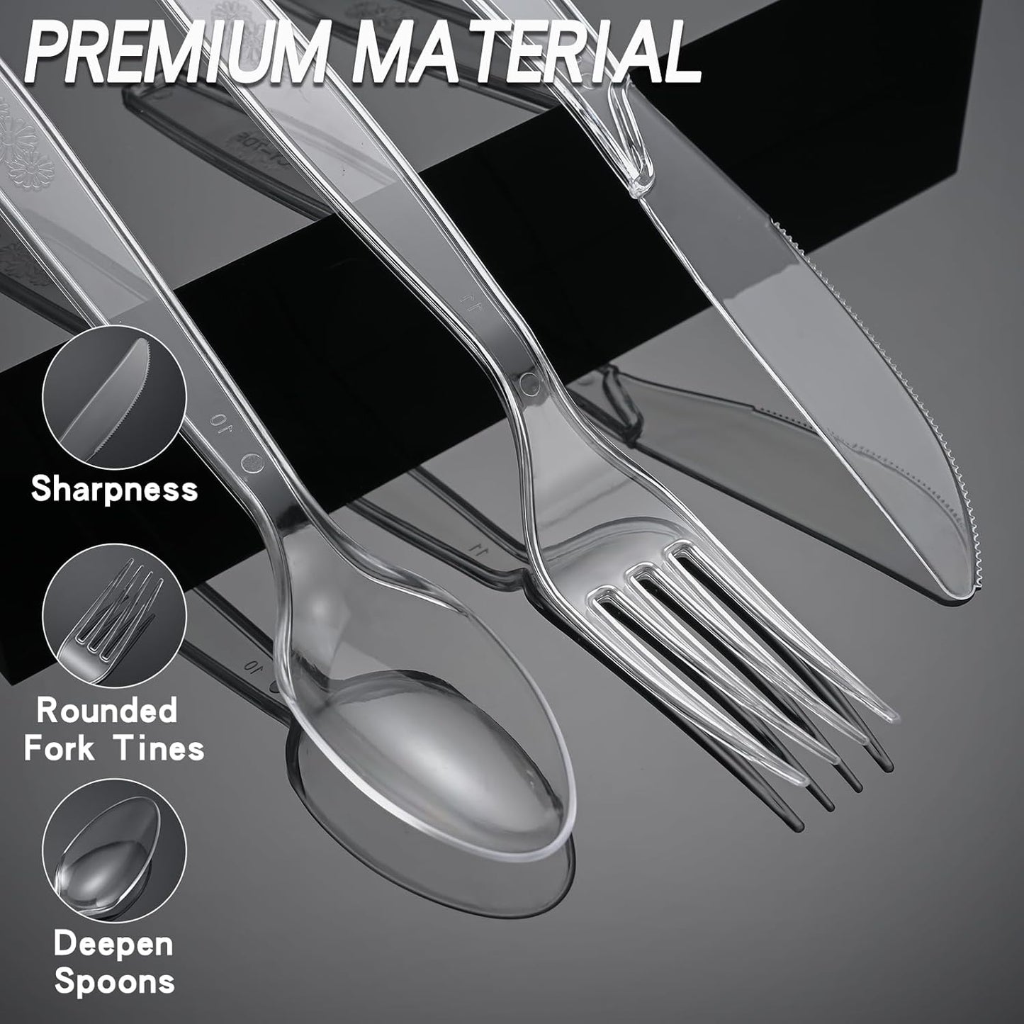 100 Count Plastic Silverware Heavy Duty 50Forks50Spoons | Shatterproof BPA-Free Disposable Cutlery Heat Resistant Disposable Plastic Utensils for Catering & Events, Party Supplies