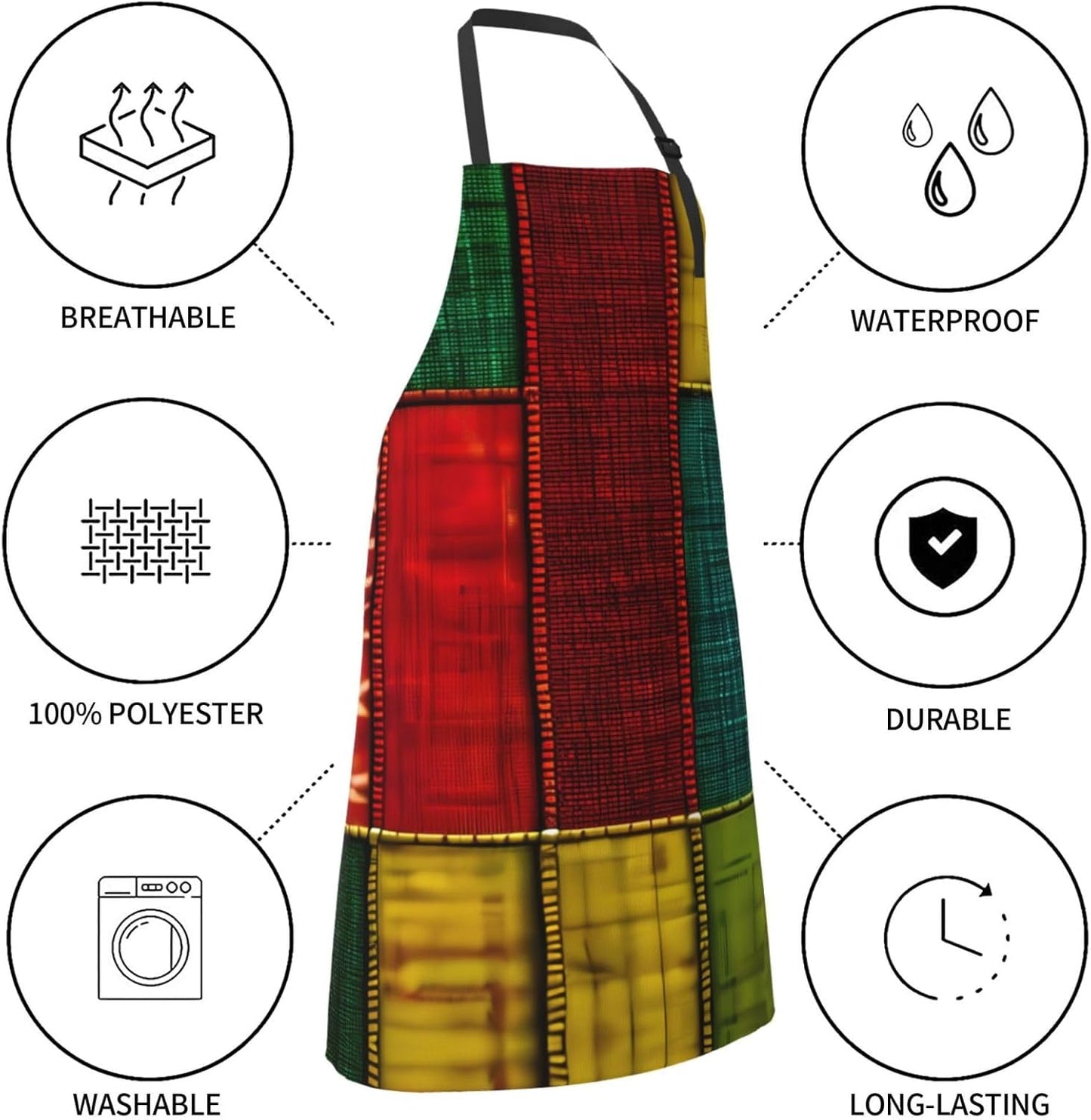 African Style Patchwork 1 print Waterproof chef's apron with pocket apron for kitchen cooking baking barbecue and gardening