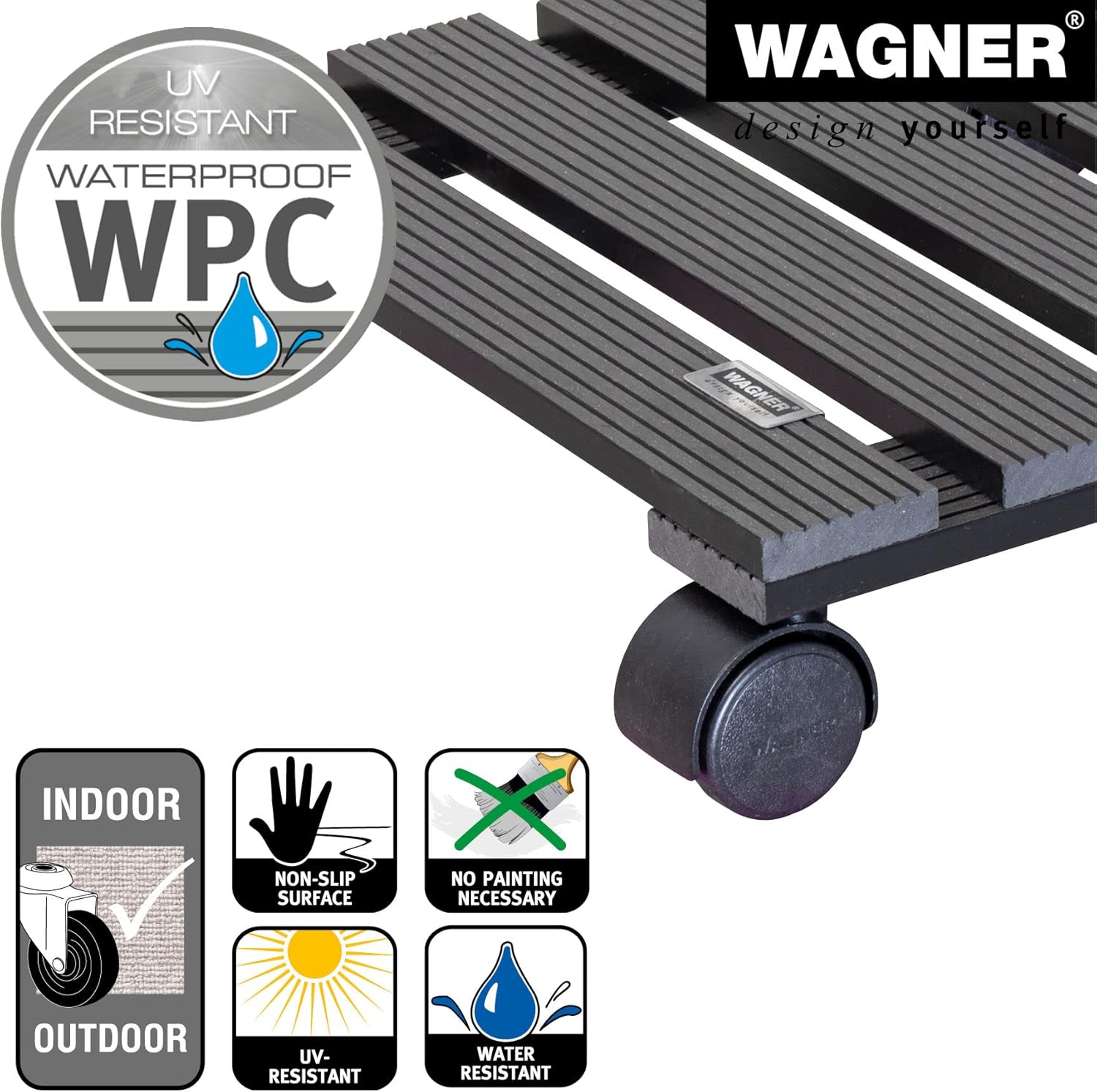 WAGNER Plant Caddy WPC 11.42 x 11.42 x 3.35 in I Flower Caddy for Indo