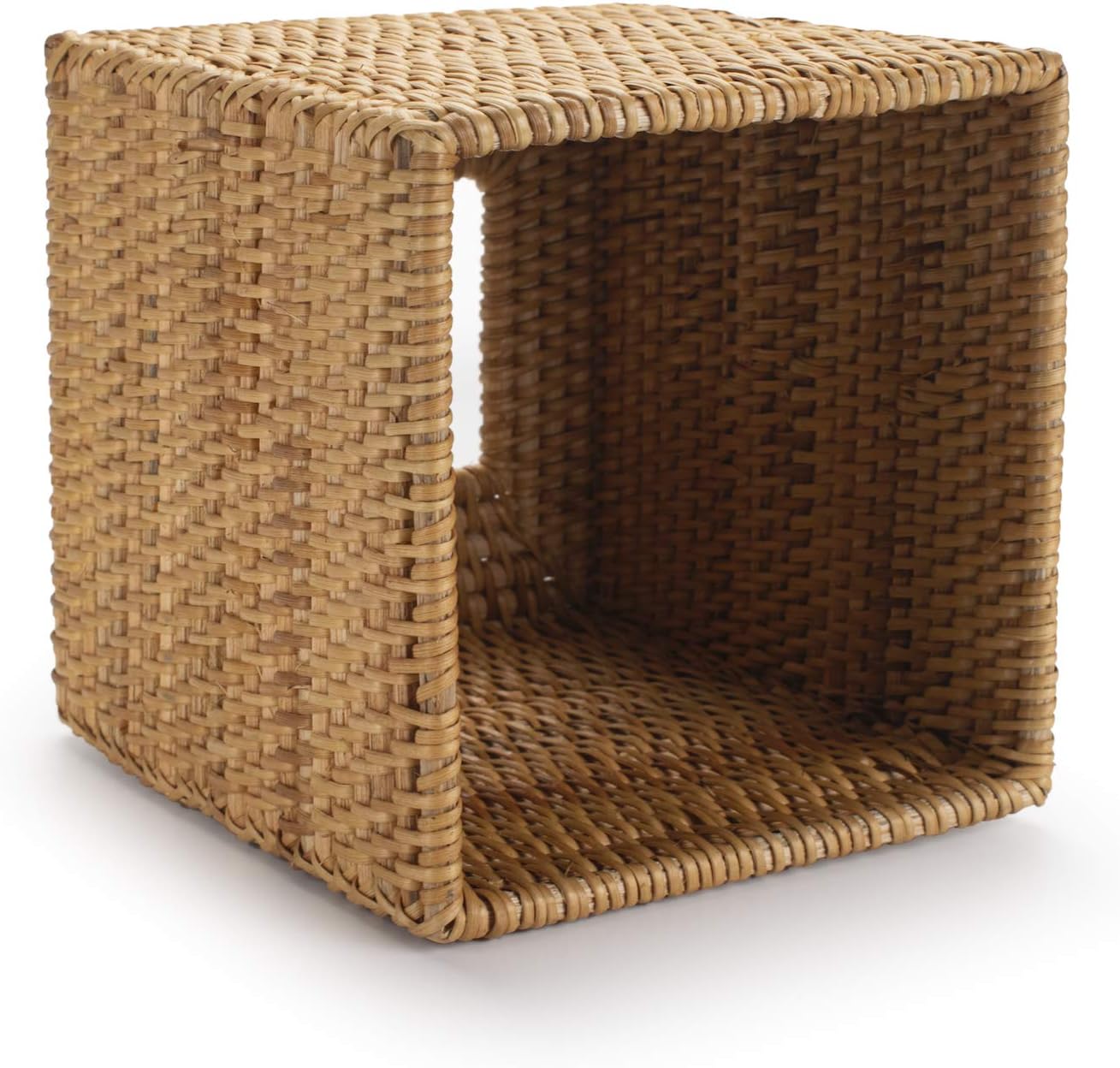 라탄 티슈 박스 커버 스퀘어, 손으로 짠 고리버들 티슈 홀더, 5.5 x 14.5 x 14.5cm(5.5 x 5.5 x