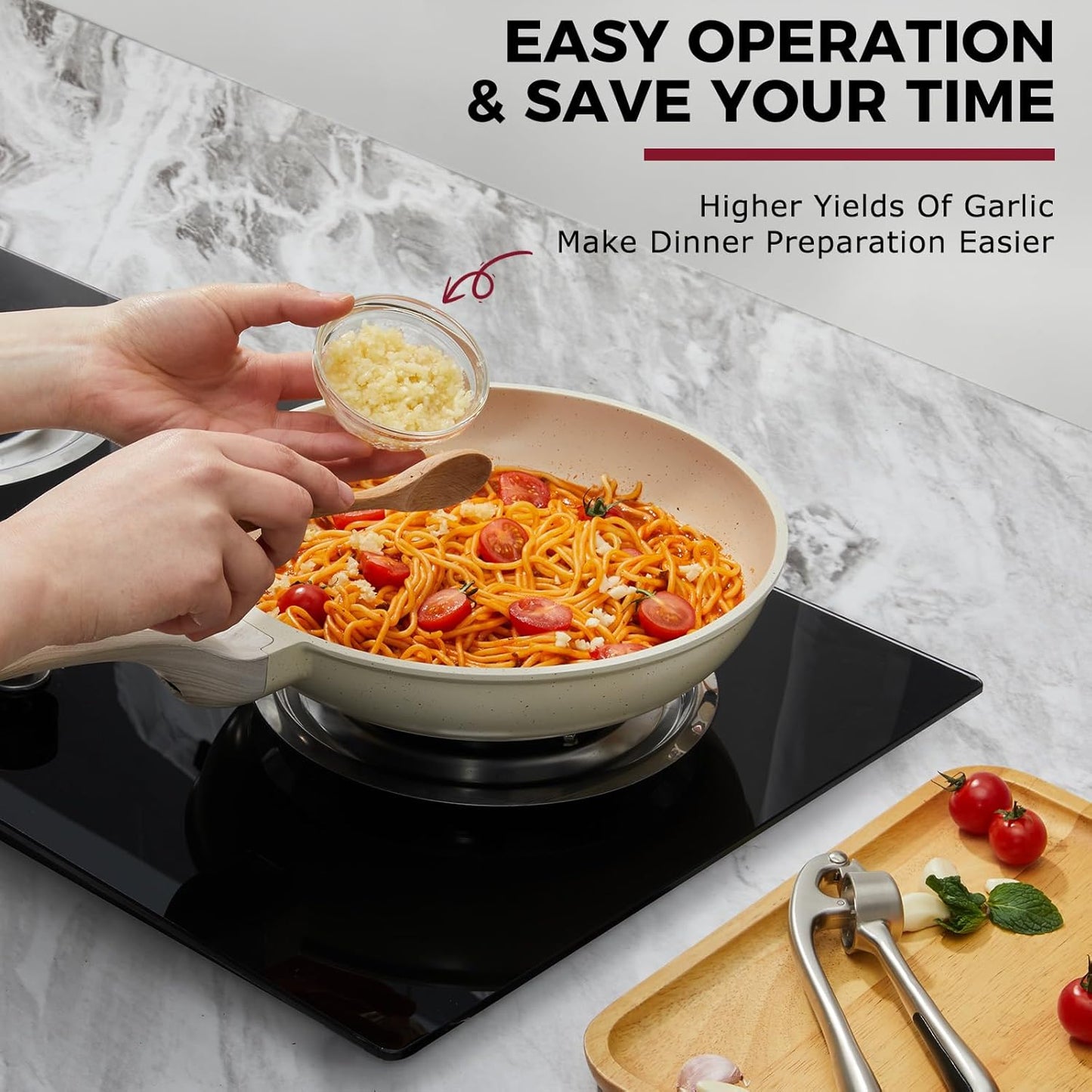 Kitessensu High Effective Garlic Press With Studs, Heavy Duty Garlic M