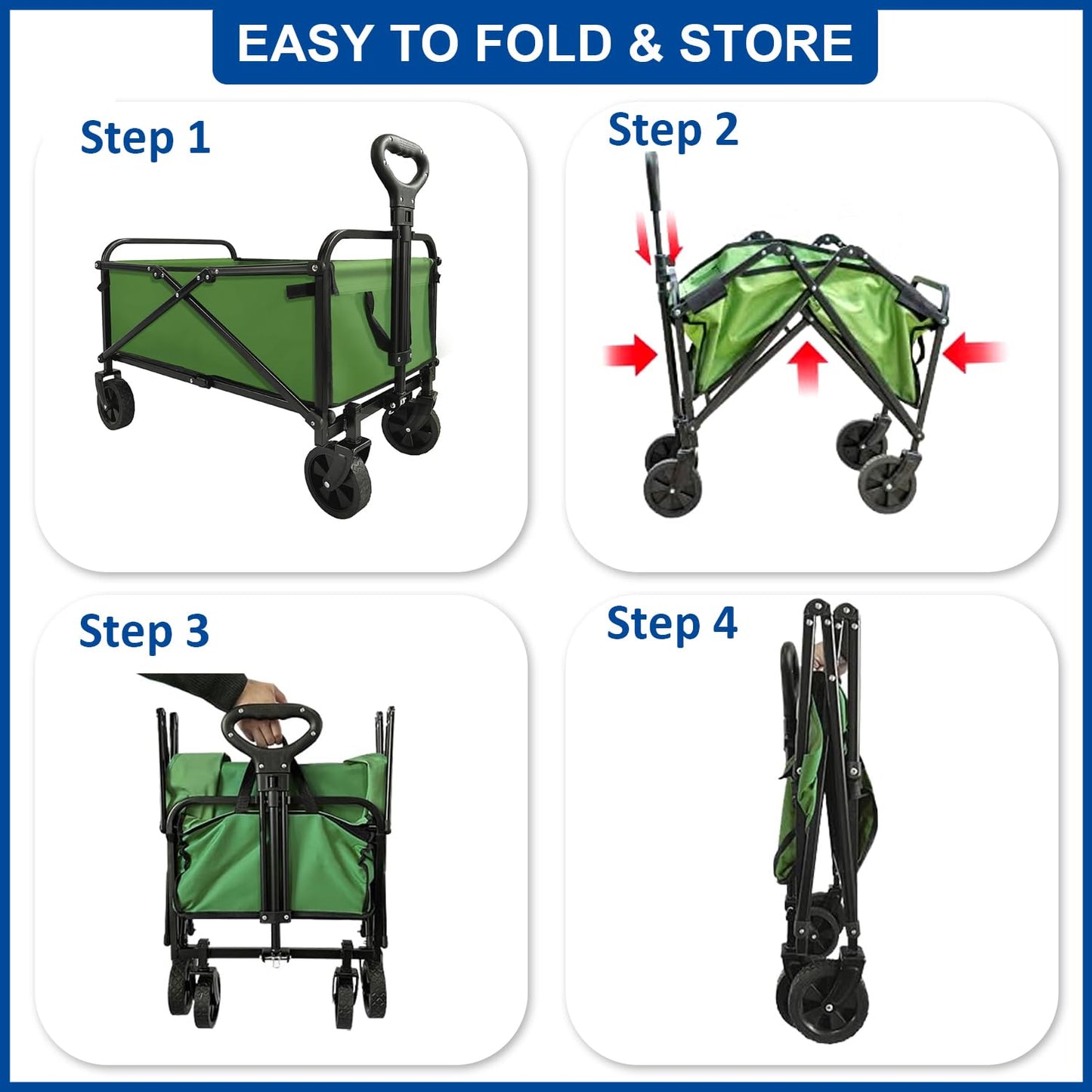 Collapsible Wagon Cart Foldable Portable Heavy Duty Folding Beach Wago