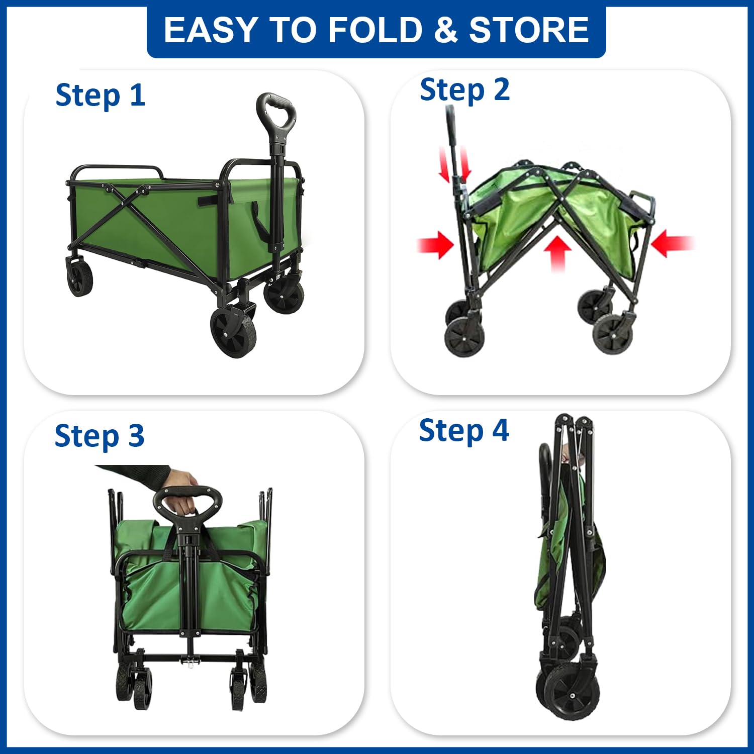 Collapsible Wagon Cart Foldable Portable Heavy Duty Folding Beach Wago