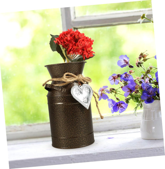 PRETYZOOM Vintage Metal Flower Bucket for Home Decor Rustic Decorative
