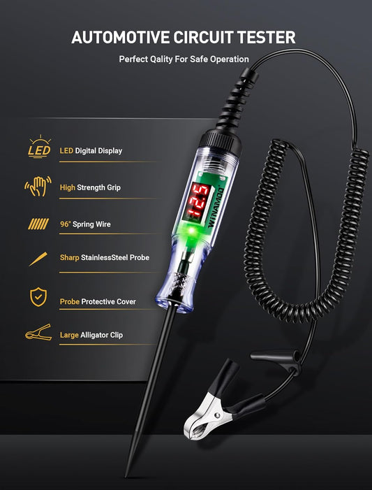 Automotive Test Light with 3-48V LED Digital Voltage Display, Auto Cir