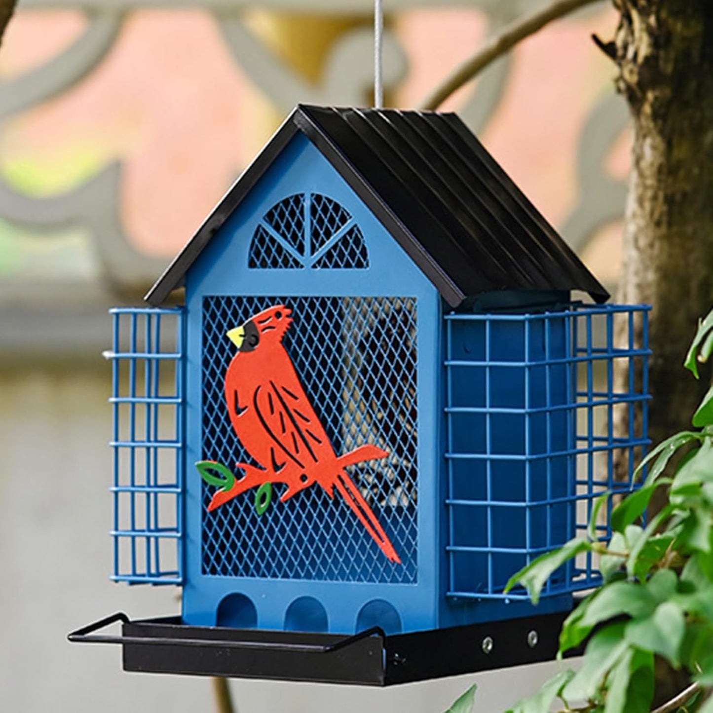 Wild Bird Feeders - with Double Suet Cages Weatherproof Birdwatching Feeding Station,Finch Feeder,for Cockatiels Finches Lovebirds Budgies Yard Balcony Patio Deck Gazebo