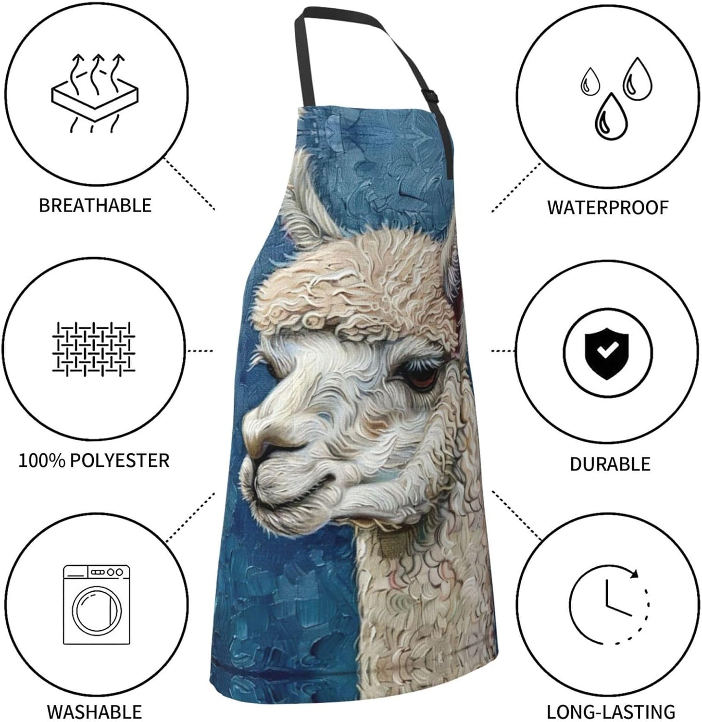 Alpaca Llama print Waterproof chef's apron with pocket apron for kitchen cooking baking barbecue and gardening