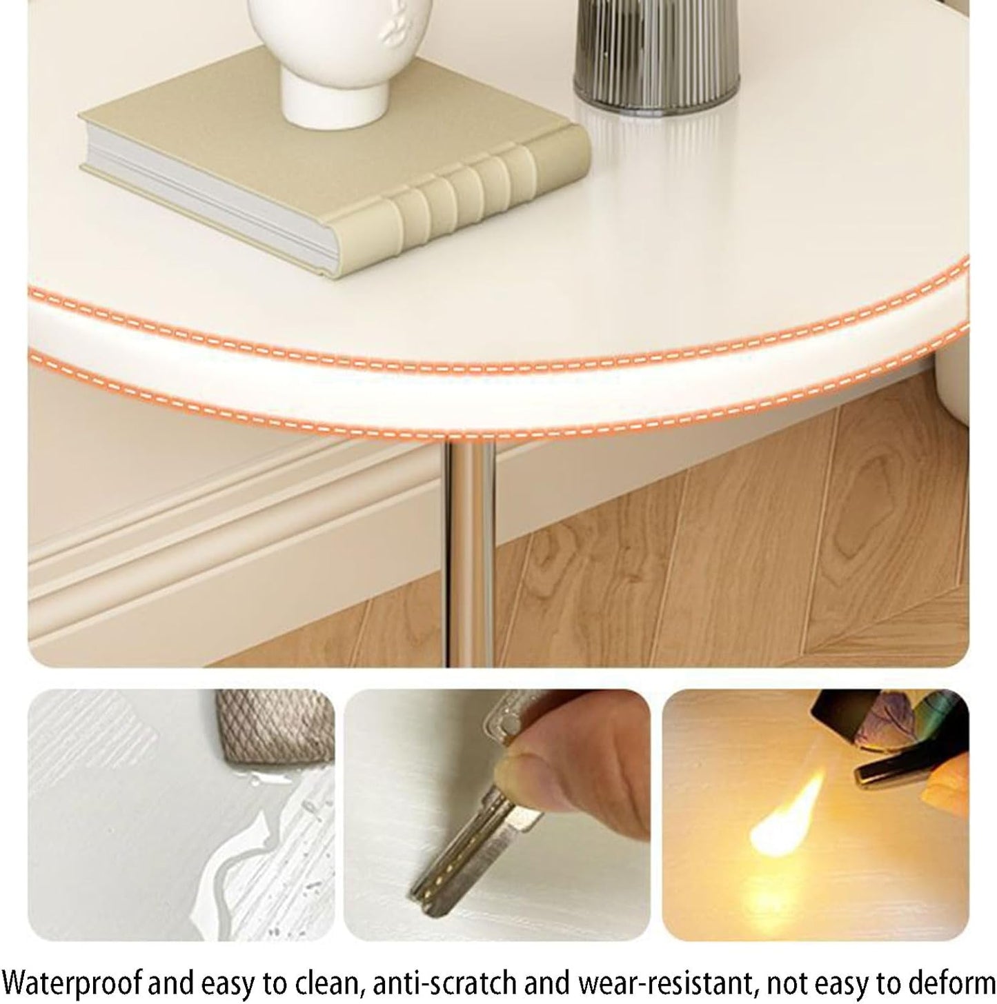End Table, Small Round Table with Stylish Stand, Nightstand, Brown/White/Black/Grey, Round Side Table for Living Room, Bedroom Plant Stand Indoor Outdoor, Easy Assembly