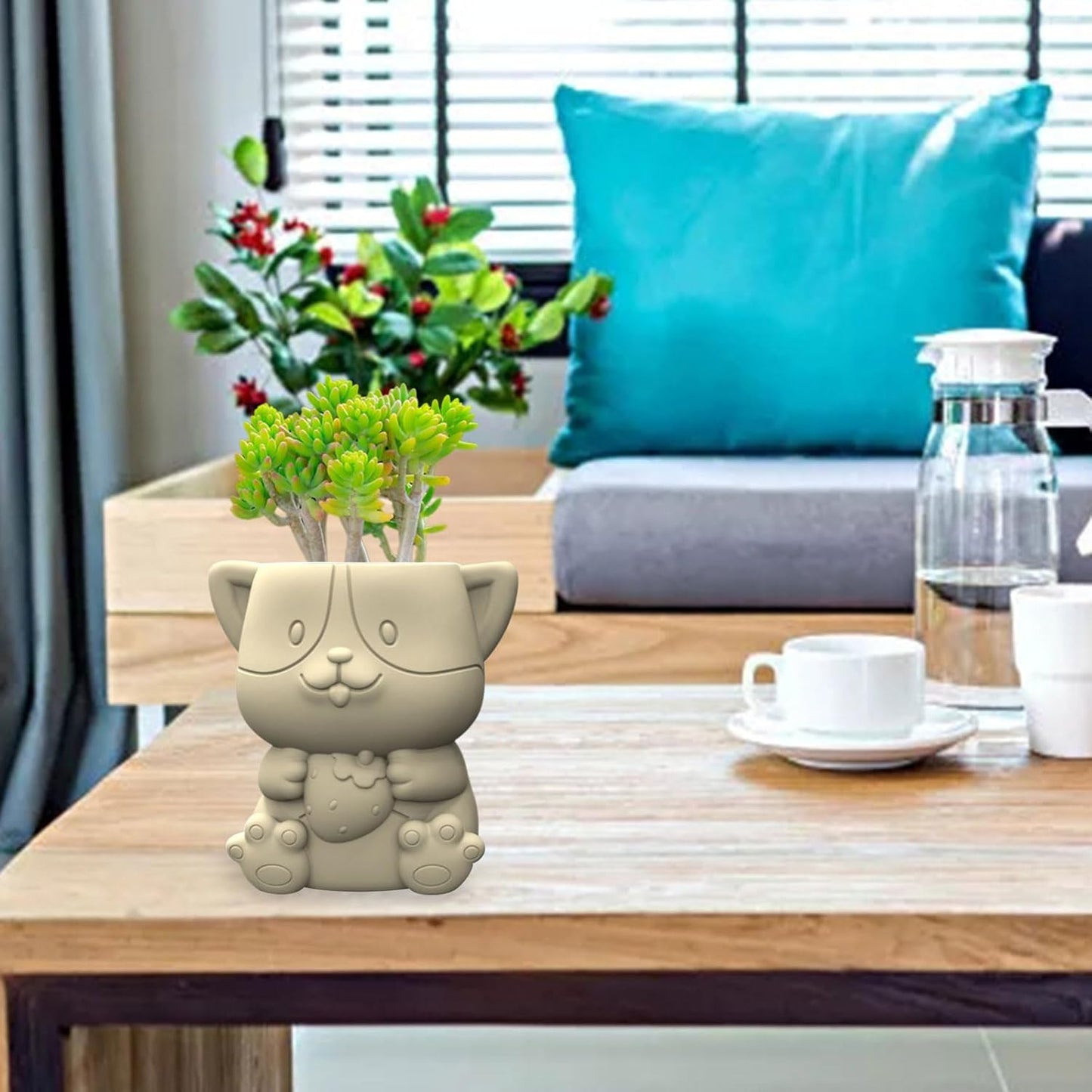 Little Dog Flower Pot Silicone Mold Concrete Candlestick Resin Planter Craft Casting Tool