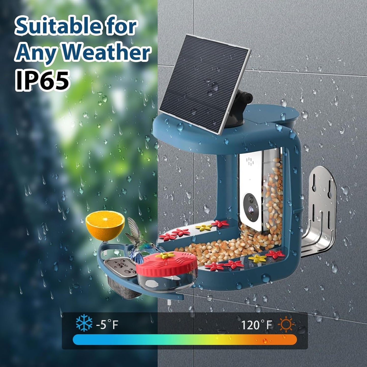Bird Feeder with Camera, Conbby Smart Ai Identify Birds Watching Camera with Solar Powered, 2K HD Auto Capture Birds Video in Backyard, Porch, Patio, Ideal Gifts for Family and Bird Lovers