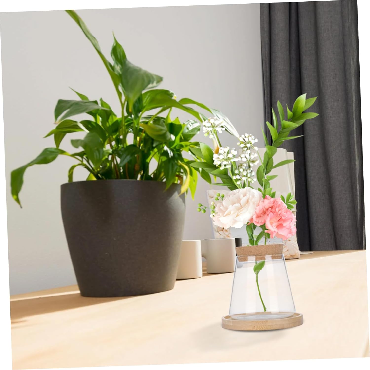 PRETYZOOM 1set Hydroponic Glass Vase Simple Flower Pot for Office Home
