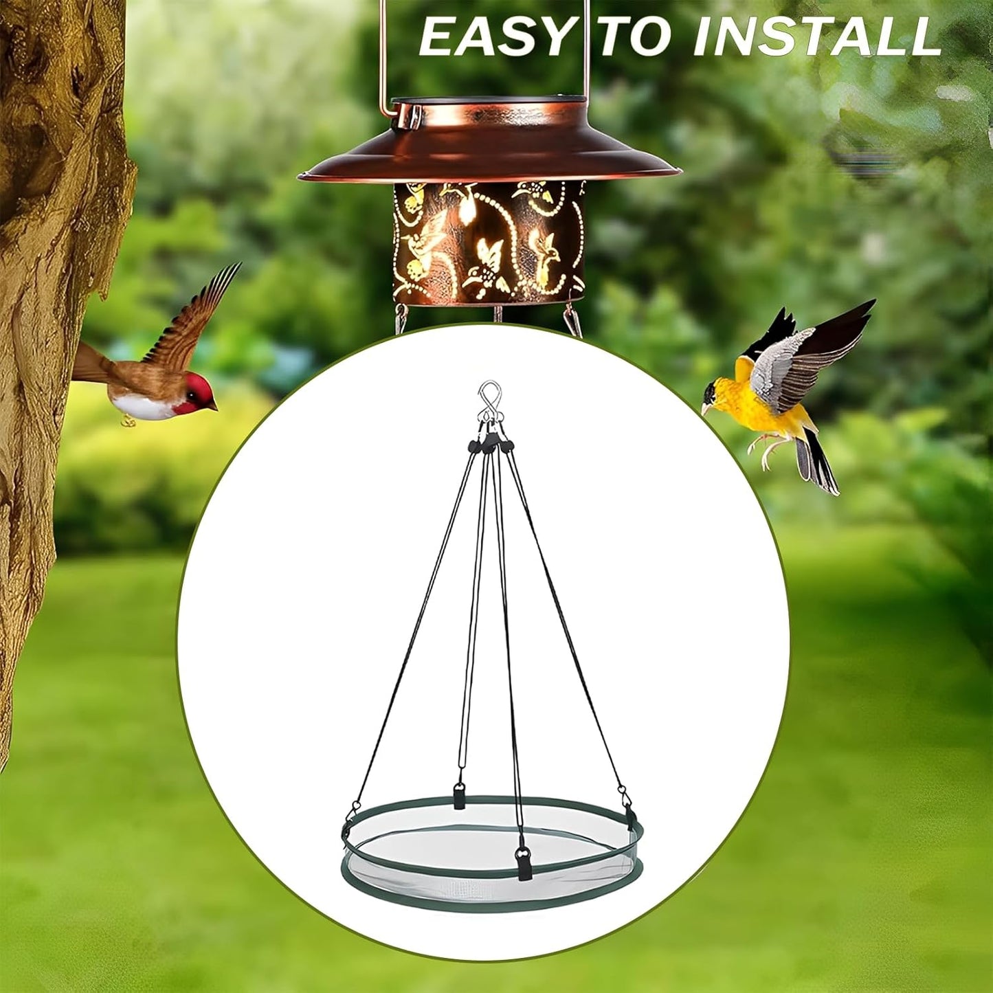 2Pcs Universal Wild Bird Seed Catcher Tray, 16 Inch Adjustable Hanging