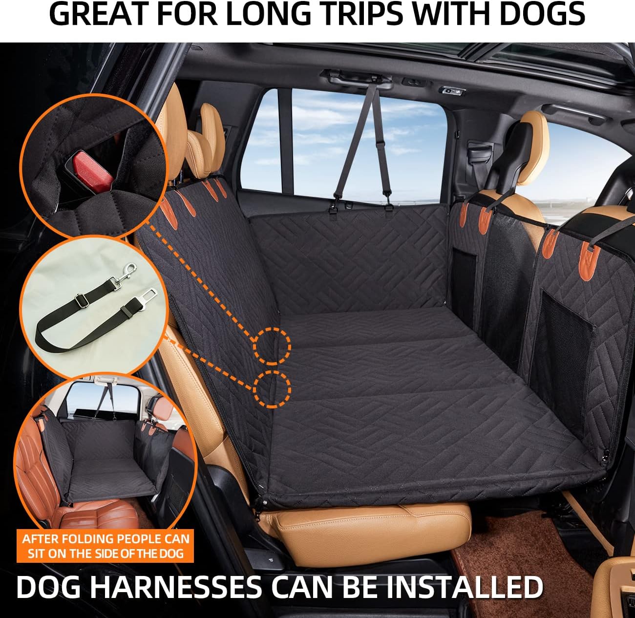 YJGF Back Seat Extender,Dog Seat Cover for Back Seat,Hard Bottom Car S