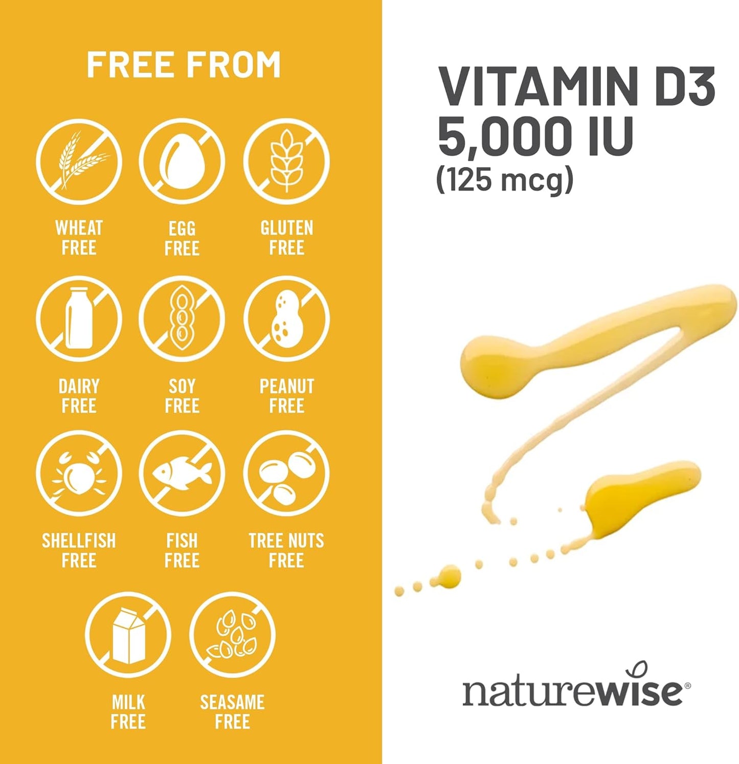 NatureWise Vitamin D3 5000iu (125 mcg) 1 Year Supply for Immune Suppor