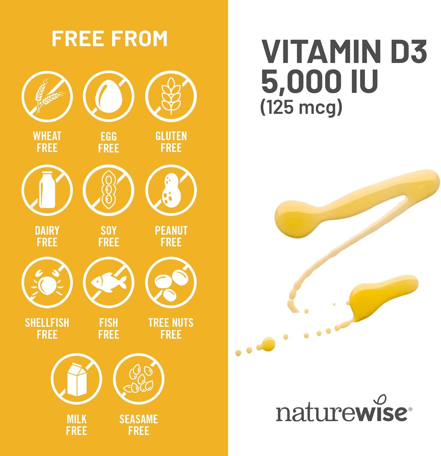 NatureWise Vitamin D3 5000iu (125 mcg) 1 Year Supply for Immune Suppor