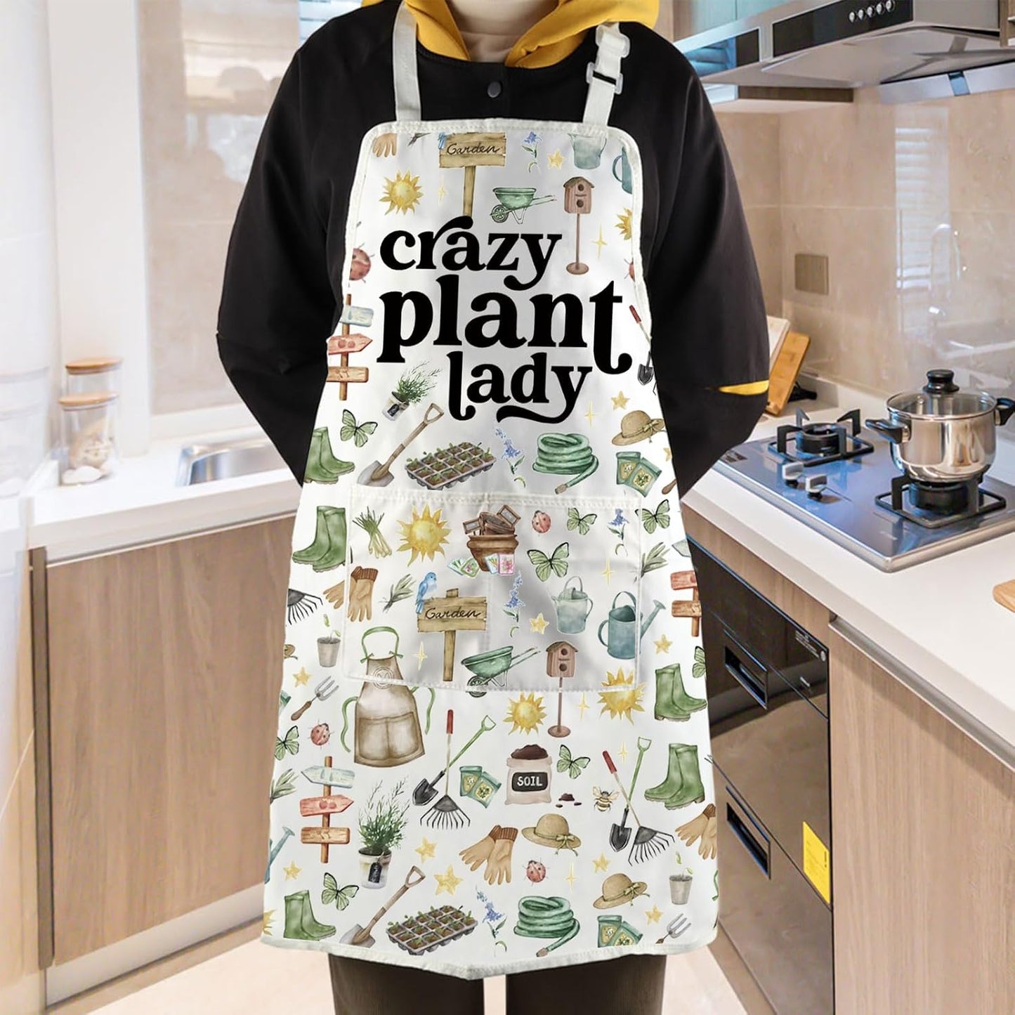 WCGXKO Plant Lover Gift Crazy Plant Lady Apron Gardening Lover Gift Gardener Gift Plant Lady Gift For Women