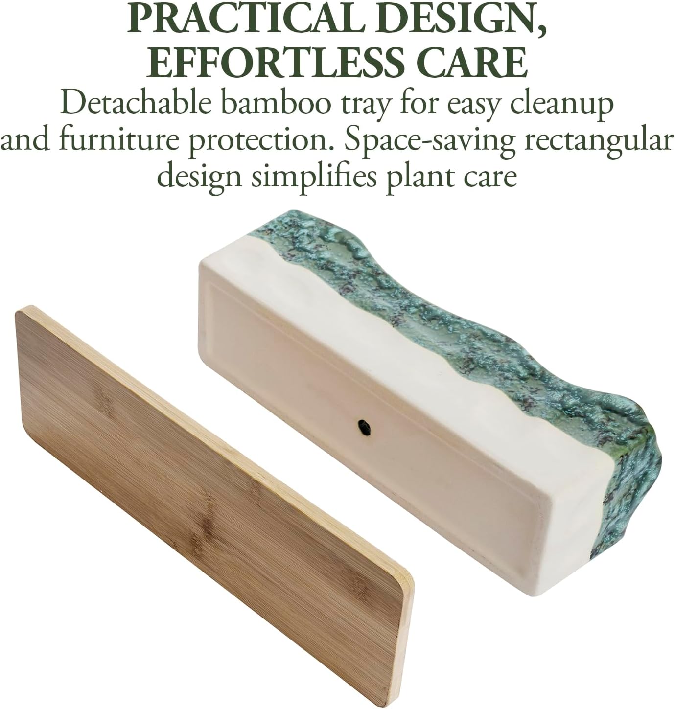 MyGift 13 Inch Large Rectangular Succulent Planter, Decorative Seafoam
