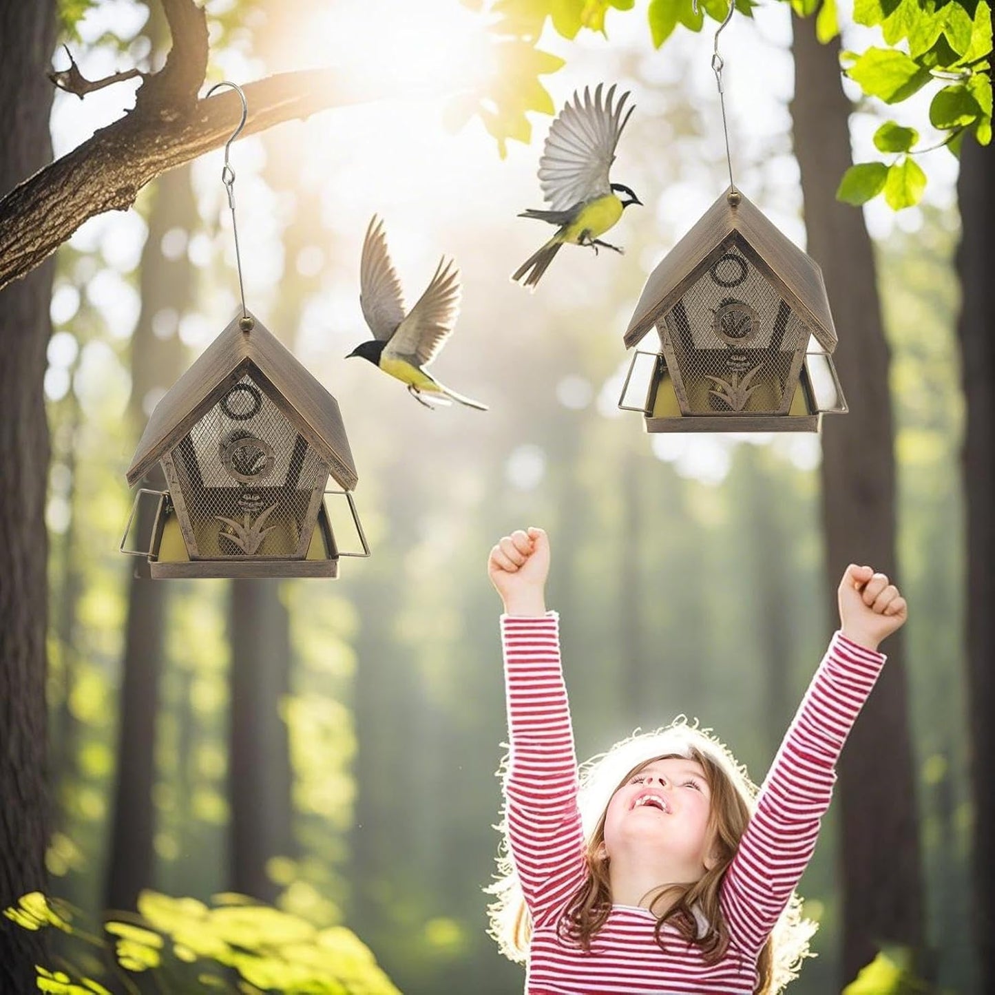 Bird Feeder Squirrel Proof | Large Capacity Squirrel Proof - Outdoor Garden Hummingbird Feeder | for Backyard Deck Balcony Tree Yard Bluebird Finch Birding Feeding