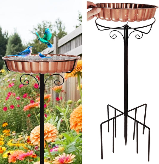 Rustproof Metal Bird Bath for Outside Colourfast Birdbath Outdoors Vintage Yard Decor Lawn and Garden Pedestal Bird Baths Stand Bowl 9-Pronged Base