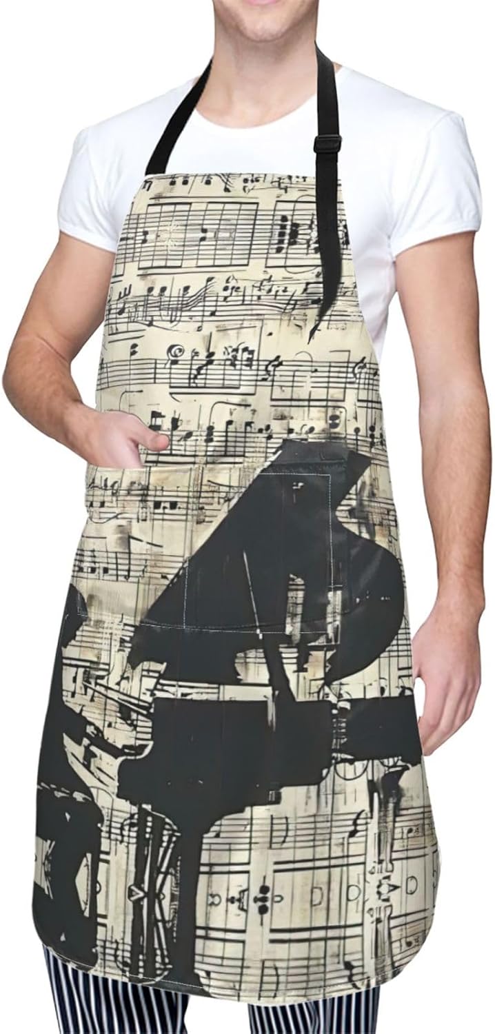 Sheet Music print Waterproof chef's apron with pocket apron for kitche