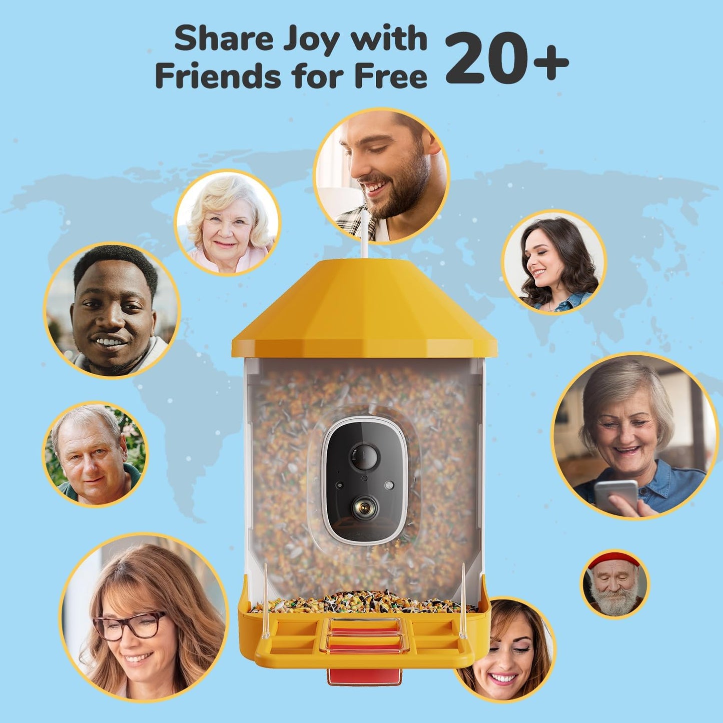 Dzees Smart Bird Feeder with Camera, 32G Card, AI Identify Birds Species, Capture Video, Instant Notifications, Live View, Solar Powered, for Family, Ideal Gifts for Bird Lovers