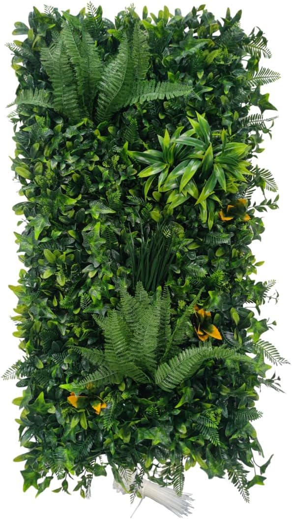Artificial Green Wall Panels 20"x40", UV-Protected Faux Grass Wall Backdrop for Indoor Outdoor Privacy Fence, Garden, Wedding & Home Decor - Sunset Vine, 1 Pack