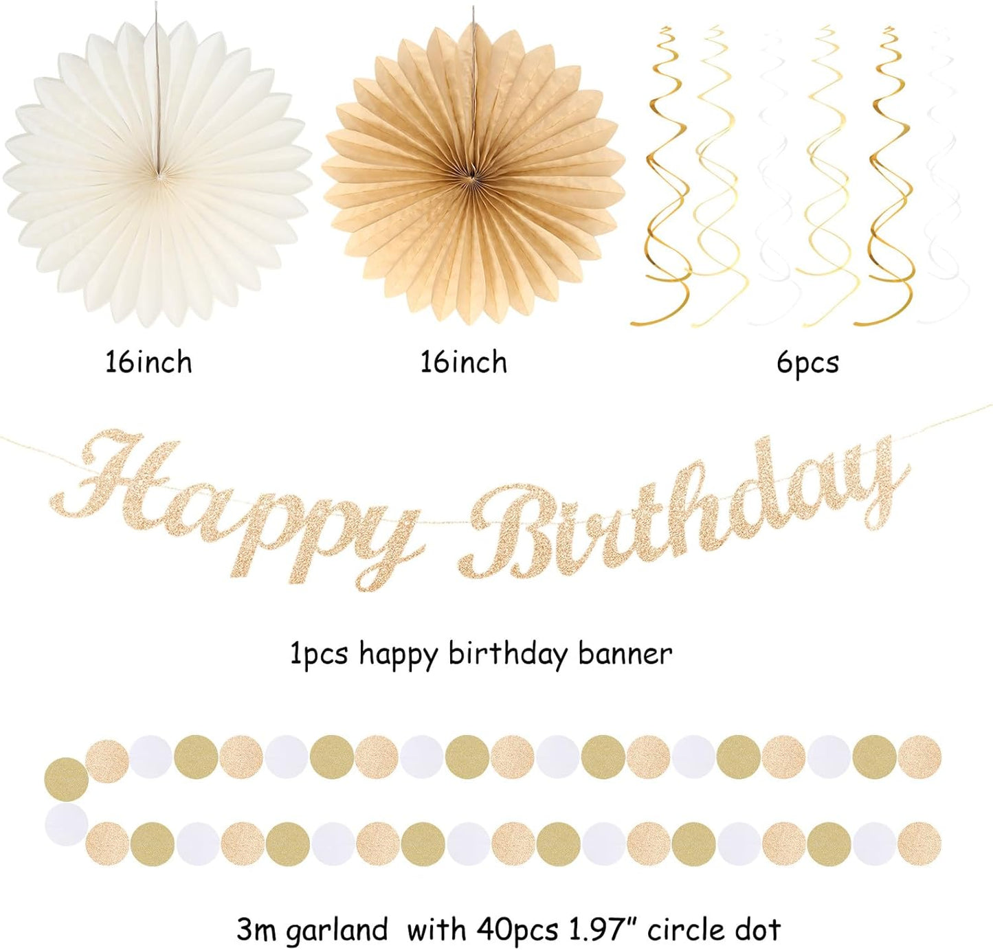 Champagne-Gold Beige Fall Boho Birthday Party-Decorations - 21pcs Autu
