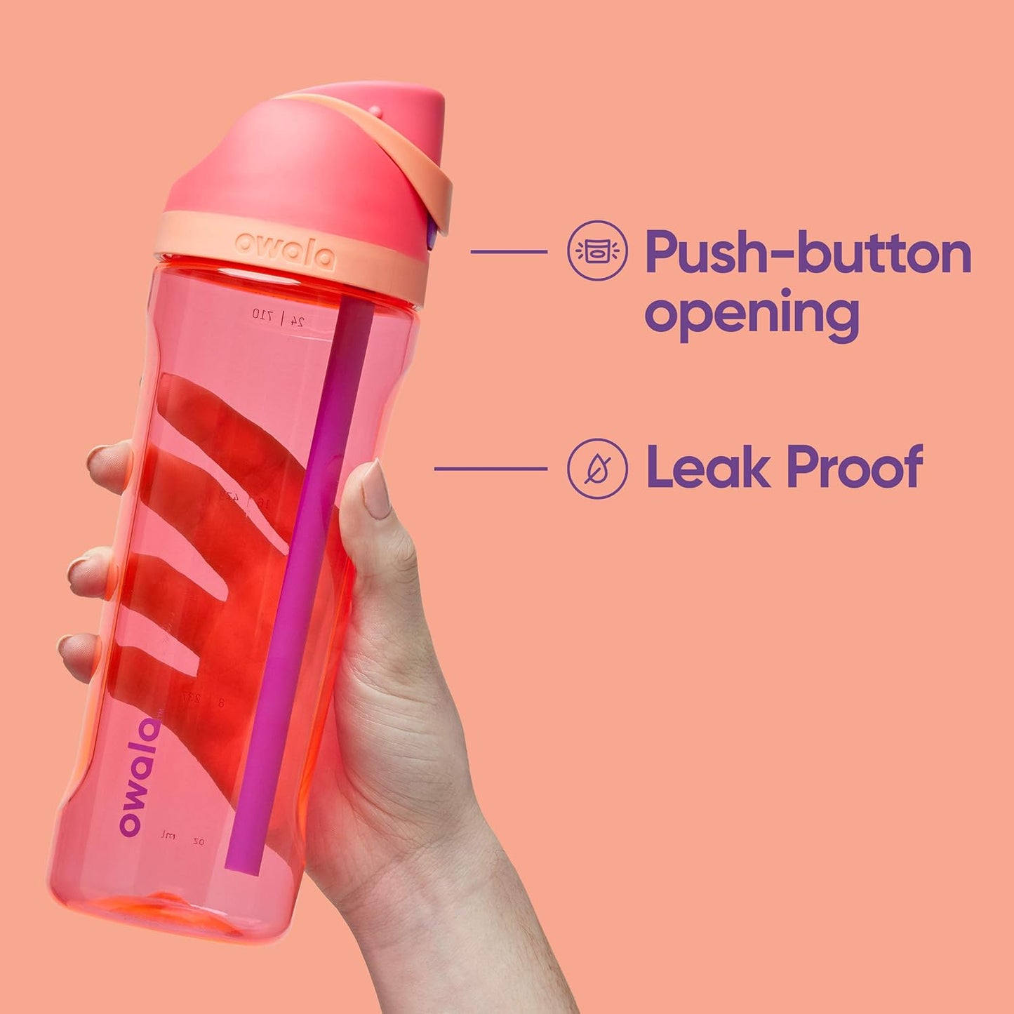 Owala FreeSip Clear Tritan Plastic Water Bottle with Straw, BPA-Free S