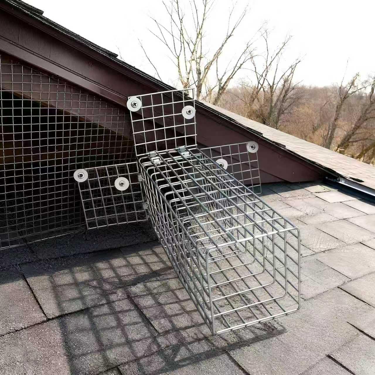 One Way Squirrel Door Excluder - Humane Chipmunk Excluder for Attics & Chimneys, Squirrel Traps with DIY Kit Including Screws, Pressure Plate,Gloves, Cable Ties & Copper Mesh