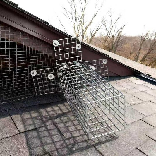 One Way Squirrel Door Excluder - Humane Chipmunk Excluder for Attics & Chimneys, Squirrel Traps with DIY Kit Including Screws, Pressure Plate,Gloves, Cable Ties & Copper Mesh