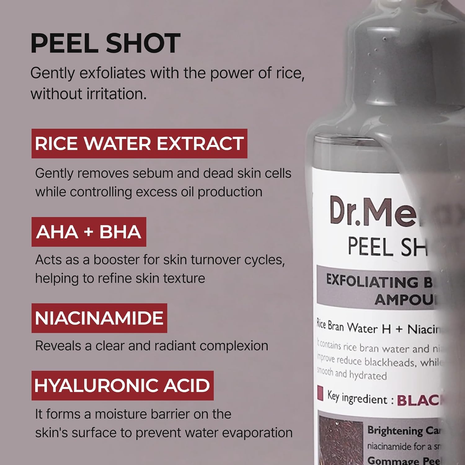Dr.Melaxin Peel Shot Glow Black Rice Peeling Ampoule 80ml, Dead Skin R