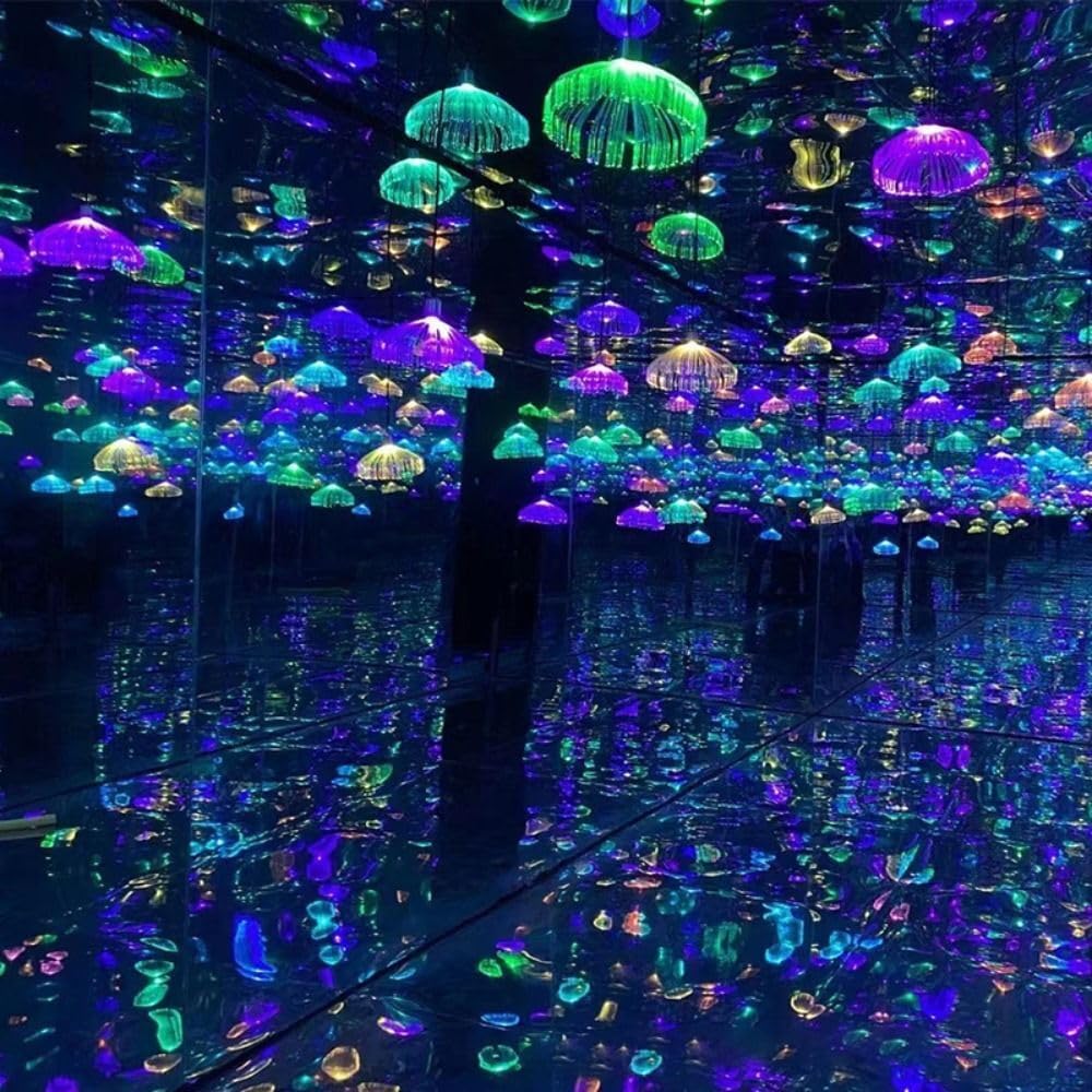10pcs Fiber Optic Jellyfish Solar 16.5ft Remote Control Colour IP67 Waterproof Outdoor Fairy Hanging String Light Garden Trees Christmas Party Wedding Ceiling Decor