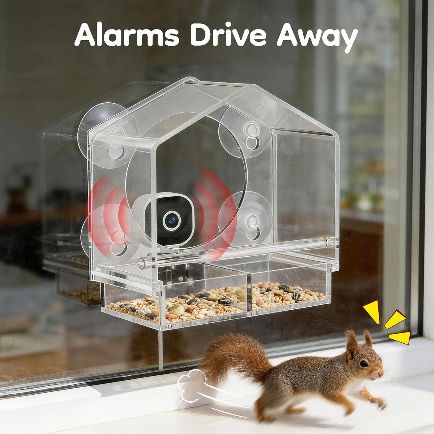 Window Bird Feeder with Camera, Window BirdFeeders with Strong Suction Cups, Birdhouse AI Bird Identifier & 2K HD Auto-Capture, Video Unique for Parents, Birding Lovers